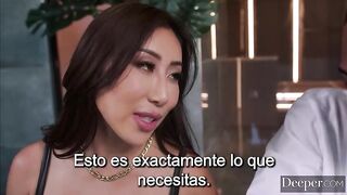 Señora japonesa Nicole Dos follada por el culo con una polla negra enorme - porno sub