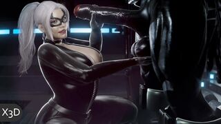 Animación 3D gato negro contra Venom