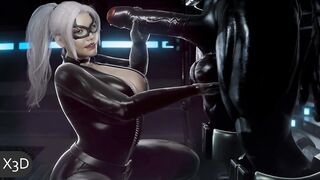 Animación 3D. Gato negro contra Venom
