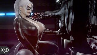 Animación 3D. Gato negro contra Venom