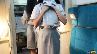 The conductor provided a full service for a VIP passenger on the train - Anal and Cumwalk