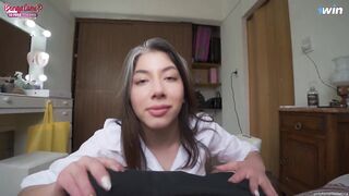 Schoolgirl plays with my big cock and dares anal sex