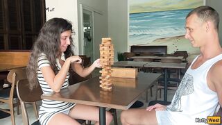 Stepsister lost her Ass in a game of Jenga and got a dick in Anal