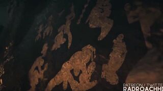 Animación 3D. Lara Croft estudia la cultura de la tribu. Subtitulos. Español
