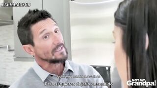 Grandpa convinces his granddaughter to suck his cock in exchange for heating