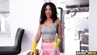 A brunette with curly hair came to clean a lunatic asylum.